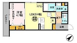 ブラウ天王台 1LDKの間取図画像