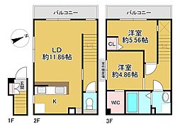 RESIDENCE城西 2LDKの間取図画像