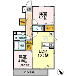 ニジコート 2LDKの間取図画像