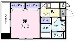 ル・シエル 1階1Kの間取り
