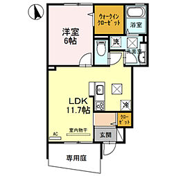 クロカンブッシュ 1階1LDKの間取り