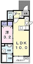 グラシオ成瀬 1階1LDKの間取り