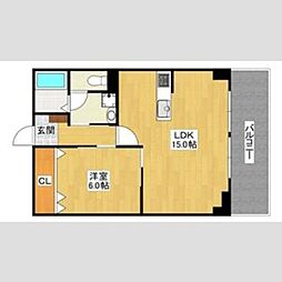 アメニティ藤井寺 1LDKの間取図画像