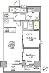 グランエール西日暮里SOUTH 2LDKの間取図画像