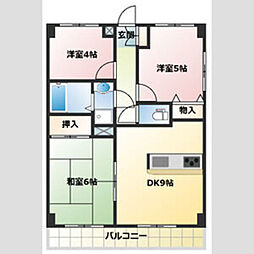 スカイビュウ11 3DKの間取図画像