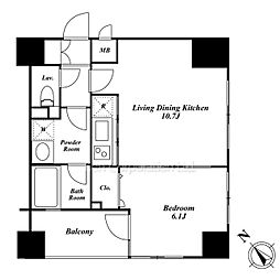 レジディア広尾南 1LDKの間取図画像