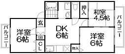橋内ハイツ 3DKの間取図画像