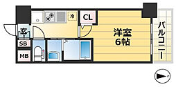 エステムコート神戸元町2ブリーズ 1Kの間取図画像