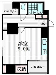 メルベイユ恵比寿 ワンルームの間取図画像