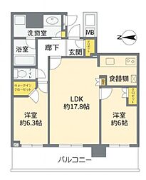 パークタワー晴海 29階2LDKの間取り