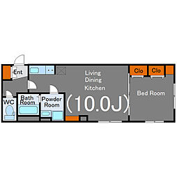 ウェルスクエアイズム武蔵小山III 4階1LDKの間取り