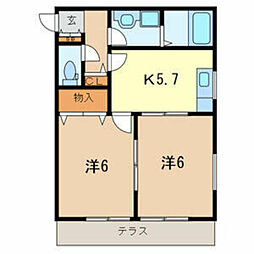 ソフィット八番館 2Kの間取図画像