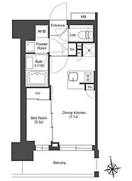 HF八広レジデンス 2階1DKの間取り