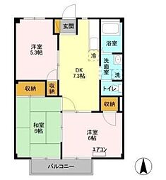 ファーストグリーンB 3DKの間取図画像