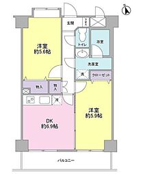エクレール上池台 2DKの間取図画像