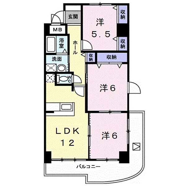 和歌山県和歌山市毛見(賃貸マンション3LDK・2階・70.39㎡)の写真 その2