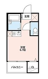 FelicitaII 3階ワンルームの間取り