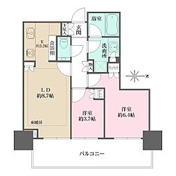 大崎ステーションレジデンス 2LDKの間取図画像