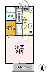 ラシーヌ中原 1Kの間取図画像
