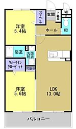 フェリシア 2LDKの間取図画像