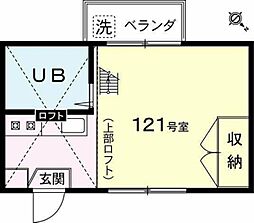 アーバンリゾート経堂Part1 2階ワンルームの間取り