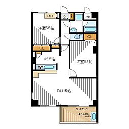 アオバフォーシーズン桜台 2LDKの間取図画像