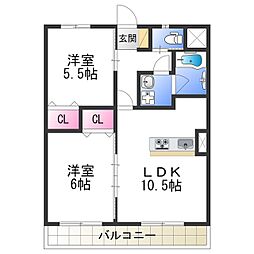 ヴィスタシア 2LDKの間取図画像