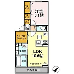 トリア テュラー 1階1LDKの間取り