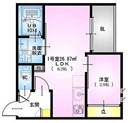 ＲＥＧＡＬＥＳＴ Ｓ 大和田 3階1LDKの間取り