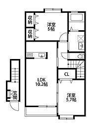 ファインシティA 2階2LDKの間取り