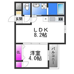 JR関西本線 加美駅 徒歩9分の賃貸アパート 1階1LDKの間取り