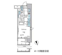 ParkAxis浅草・田原町 1Kの間取図画像