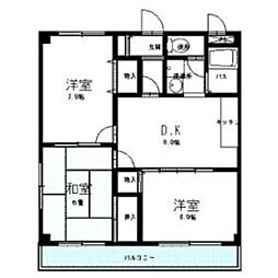 グリーンパーク左近3 3DKの間取図画像