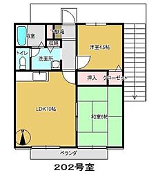 フロイデ 2LDKの間取図画像