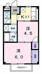 エルディム介良 2Kの間取図画像