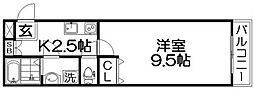 ディアコート香里 1Kの間取図画像