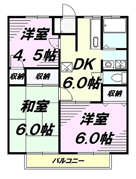 東京都八王子市久保山町２丁目(賃貸アパート3DK・2階・47.54㎡)の写真 その2