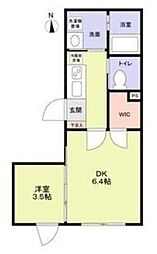 ヴィスタ南台 2階1DKの間取り