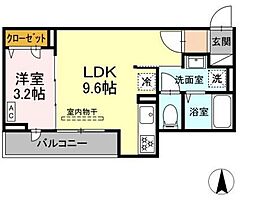グラナーデ扇I D 1LDKの間取図画像