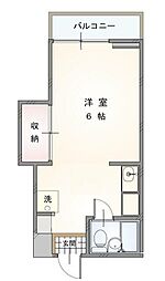 第2西山ハイツ 2階ワンルームの間取り