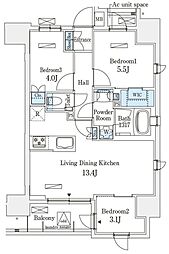 アヴァンカーサ町屋 10階3LDKの間取り