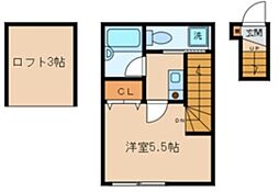 ビッグゼンII 2階1Kの間取り