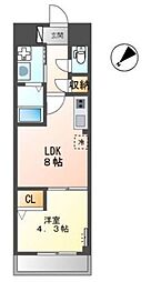 オークプレイス 1LDKの間取図画像