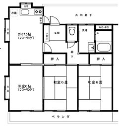 増島ハイツ 3DKの間取図画像