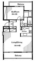 アリソ東船橋 1LDKの間取図画像