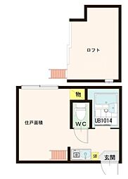 スカイレジデンス 2階ワンルームの間取り