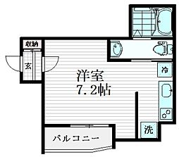 マナコート赤羽西 1階ワンルームの間取り