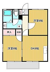 第6登陽コーポ 2階2DKの間取り