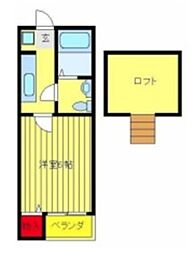 グランルージュN馬橋 2階1Kの間取り