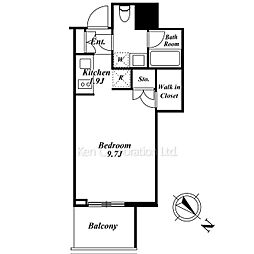ＴＨＥ　ＲＯＰＰＯＮＧＩ　ＴＯＫＹＯ　　ＳＵＰＥＲＩＯＲ　Ｒ 6階ワンルームの間取り